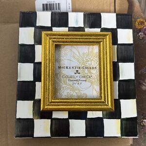 MacKenzie-Childs Black, White and Gold Courtly Check Picture Frame